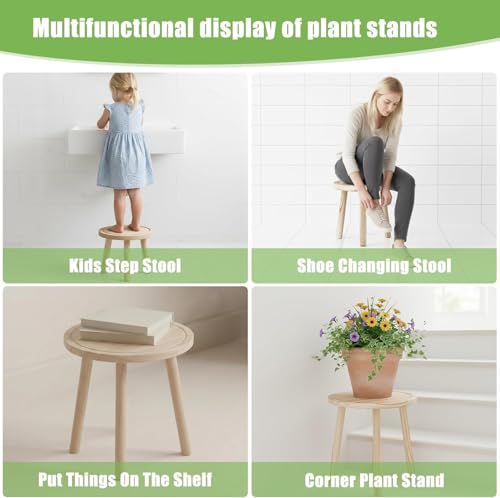 Wood Plant Stands Indoor, Single Plant Stand Modern Plant Table for Large Plants, Wooden Plant Stool Tall Plant Holder Small Round Side/End Table for Living Room Balcony Office (Light Brown) - color: Light Brown