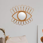 TOYANDONA Rattan Wall Mirror Decorative Woven Vanity Mirror 48x39cm Handwoven Boho Style for Bedroom Entryway Home Décor