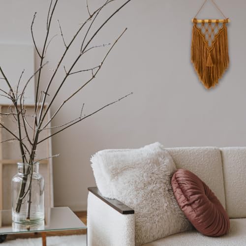 Majarlikha COLLECTIONS Macrame Wall Hanging Decor - Boho Style Minimalist Wall Ornament Home Decorative Flat Tapestry Classic Design Bohemian Decor, Mesh Pattern, Russet, 1pc - color: Russet