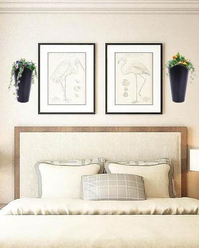 vensovo 12 Inches Galvanized Wall Planters - 2 Packs Metal Tin Vases for Flowers Indoors, Farmhouse Hanging Planter Tall Flower Holder for Country Decor Outdoors, Black - color: Black