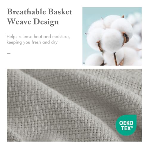 Madison Park Freshspun Basketweave Luxury Cotton Blanket Grey 90x90 Full/Queen Size Basketweave Premium Soft Cozy 100% Cotton For Bed, Couch or Sofa - color: Grey, size: Full/Queen