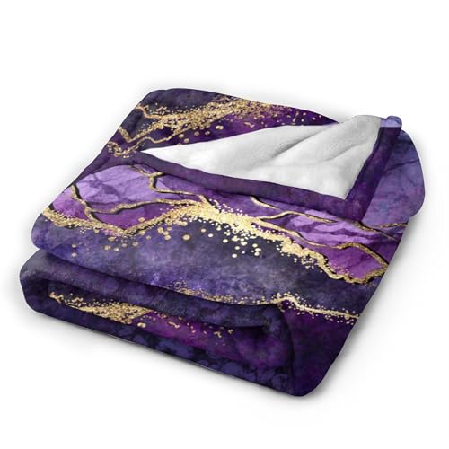 Purple Golden Throw Blanket for Couch Chair Sofa Bed, Flannel Soft Abstract Marble Print Modern Stripe Luxury Seasonal Blanket for Bedroom Living Room Car, Warm Cozy Blankets for All Season 30"x 40" - color: Marble01, size: 30X40 inch