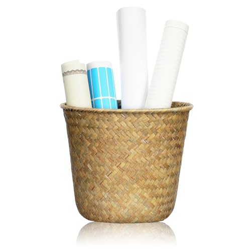 Seagrass Woven Basket 7.48X7.48X6.29In Multi-Functional Storage Organizer for Bedroom Bathroom Desktop Decorative Wastebasket and Plant Pot