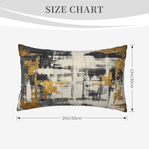 Black Gold Painting Throw Pillow Covers 12x20 Inch Set of 2, Modern Abstract Oil Painting Lumbar Pillow Cover Abstract Art Painting Doodles Cushion Covers for Sofa Couch Bed Living Room - color: Black Gold, size: 20" x 12" (Pack of 2)