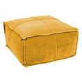 Creative Co-Op Goldenrod Square Cotton Velvet Pouf - color: Goldenrod