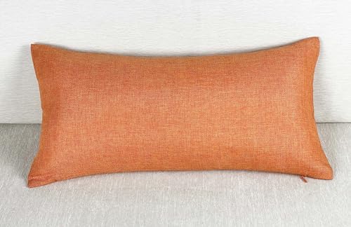 Aiking Home Imitation Burlap Lumbar Pillow Cover 14x26 Inch Vintage Faux Linen Rustic Natural Look, 1 Piece Elegance Farmhouse Style Accents Pillow Case for Indoor Use, Orange - color: Orange, size: 26" x 14" (Pack of 1)