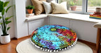 CRAFT KALA 32" Large Round Bohemian Floor Pillow Cover Boho Pouf Cover Mandala Meditation Room Pillows Cover Adults Seating Poufs Cushion Cover for Kids Reading Playroom Multi Zodiac - color: Multi Zodiac