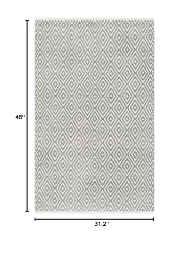 SAFAVIEH Boston Collection 2'6" x 4' Grey BOS682E Handmade Flatweave Cotton Accent Rug - color: Grey, size: 2'6" x 4' (Rectangular)
