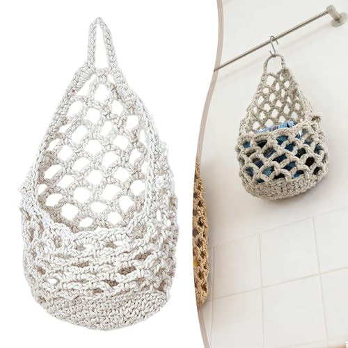 Macrame Wall Plant Hanger, Cotton Rope Hanging Planter Basket, Boho Style, for Home Decor Bedroom Window Farmhouse (White-5.11in) - color: White-5.11in