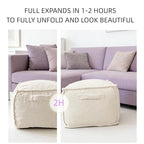 Ottoman Foot Rest Square Pouf with Side Handles - Soft Fabric with Storage, Easy to Move for Living Room, Home Decor & Daily Lounging,A Square Modern Foam Filled Foot Stool Perfect to Rest Your Feet