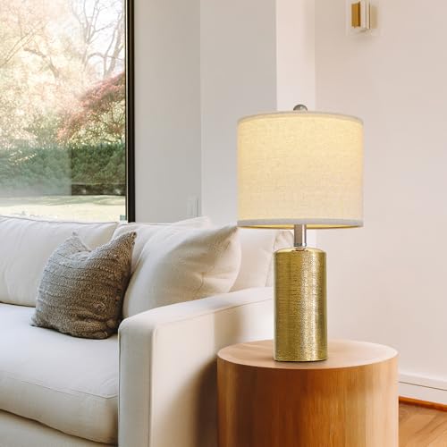 G-SAFAVA 20.5" Small Table Lamps for Living Room Lamp Set of 2 Ceramic Lamps for Bedroom Bedside Lamps Modern Boho Lamps for Night Stands Farmhouse Nightstand Lamp Side End Table Lamp, Gold - color: Gold