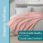 Vellux 100% Cotton Blanket, King, 108x90, Pink Clay | Soft, Breathable Knit, Lightweight, All Season, Machine Washable, Oeko-Tex Certified, Hotel Quality - color: Pink, size: King