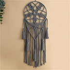 Dream Catcher Tapestry Boho Macrame Cotton Woven Handmade Bohemian Art with Tassel Craft Ornament for Bedroom Living Room Apartment Nursery 12x32 Inch - color: Gray