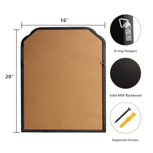 WallBeyond Wood Bathroom Mirrors for Wall Mounted, 16" x 20" Rustic Wood Frame Wall Mirrors Decorative for Living Room or Bedroom Vanity Mirror (Black) - color: Black B, size: 20"L x 16"W