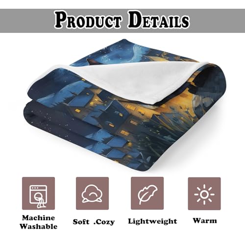 Starry Night Moody Black Cat Throw Blanket for Couch, Cat Blanket for Women Lovers, Mystical Celestial Black Kitten Throw Blankets for Bedroom Living Room Home Decoration, 50x60 Inches - color: Color_11