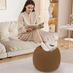 MeMoreCool Stuffed Round Pouf Ottoman Foot Rest, Floor Pouf Foot Stool with Soft Foam Chunk Filling, Small Round Ottoman Footstool Circle Footrest for Living Room, Light Coffee - color: Teddy Light Coffee
