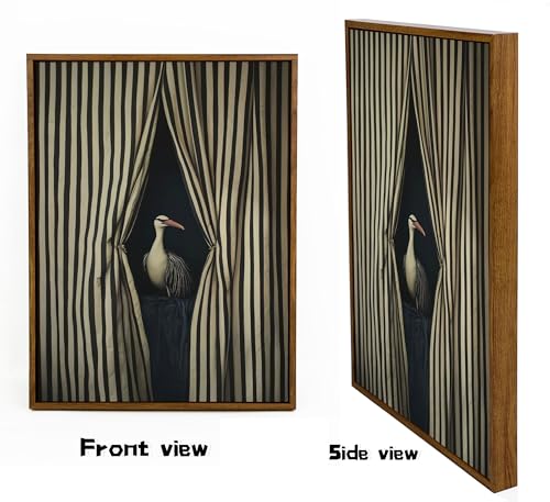 Framed Moody Crane Canvas Wall Art Vintage Eclectic Bird Wall Decor 8x10in | Bird Wall Art Whimsical Elegant Animal Poster Prints Humorou Grey Heron Picture Funny Quirky Artwork Painting Wall Decor - color: Bird, size: 10"L x 8"W