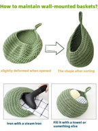 3 Pcs Boho hand-woven hanging linen basket,drop molding design,cotton rope storage baskets for living room,kitchen,wall-mounted fruit,vegetable potted plants organizer (3 sizes)