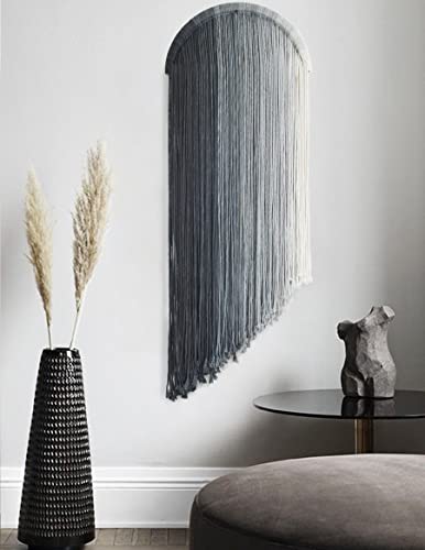 Flber Macrame Wall Hanging Dip Dyed Macrame Decor for Living Room Bedroom Boho Decor 20" - color: Blue