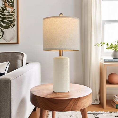 G-SAFAVA 20.25" Small Single Table Lamp for Bedroom Modern Ceramic Nightstand Lamp Farmhouse Bedside Lamp Boho Living Room Lamp White End Side Table Lamp - color: Lime White - Single