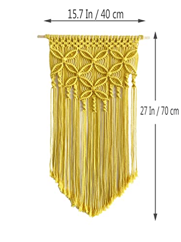 Winterdemoon Handmade Cotton Home Decor Macrame Wall Hanging Yellow - color: Yellow