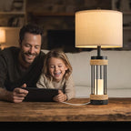 OYEARS 25" Table Lamps Set of 2 with Night Light, Rustic Bedside Lamps with USB C+A Charging Ports, Black Metal Lamp with Rope Accent and Frosted Glass, Farmhouse Lamps for Living Room Bedroom - color: Farmhouse Black