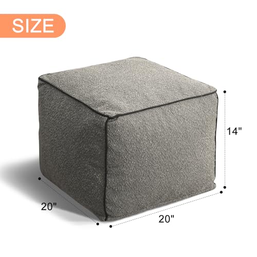 Pouf Ottoman Stuffed Modern Foam Filled Foot Rest Poufs for Living Room Chair Decorative 20 X 15 Inches Boho Relax Stool Floor Poufs Foot Rest for Living Room,Grey - color: Grey