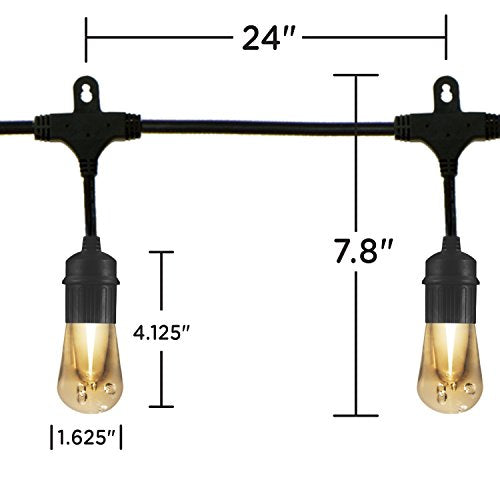 Enbrighten LED Outdoor String Lights 24ft Soft Warm White Patio Lights with Ultra-Durable Shatterproof and Waterproof Acrylic Bulbs for Balcony, Backyard, Porch, Gazebo, Deck, Party and Market, 35629 - size: 24ft