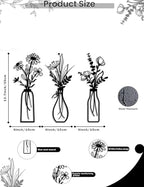Conmetal 3 Pieces Metal Flowers Wall Arts - Rustic Farmhouse Decor Beige Minimalist Flower Wall Decors for Living room Bathroom Bedroom Dining Room-Housewarming Gifts (Beige, Vase-C) (A)