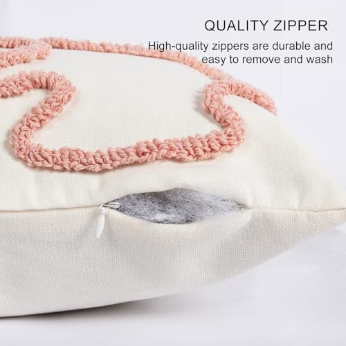 Pink Coquette Bow Throw Pillow Cover 12x 20, Boho Tufted Neutral Linen Pillow Cases Girls Bedroom Decor for Outdoor Couch Bedroom Car, Mauve - color: Mauve