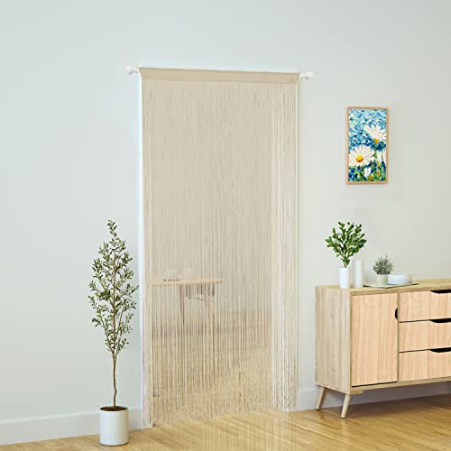 YaoYue Doorway String Curtain Door Curtains,Boho Hippie Hanging Fringe Room Divider for Patio Bedroom Closet Kitchen Laundry,Room Window Wall Door Decor(39×79in/100×200cm,Champagne) - color: Champagne, size: 39"W x 79"L (Pack of 1)