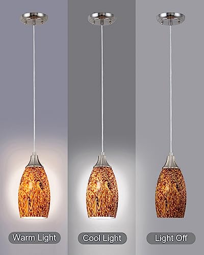 Mini Glass Pendant Lights for Kitchen Island1Pack Hand Blown Art Glass Pendant Light Shade with Brushed Nickel Finish Black and Yellow Swirl Glass Lamp Shade for Kitchen Over Sink Dining Room - color: Black and yellow-1Pack