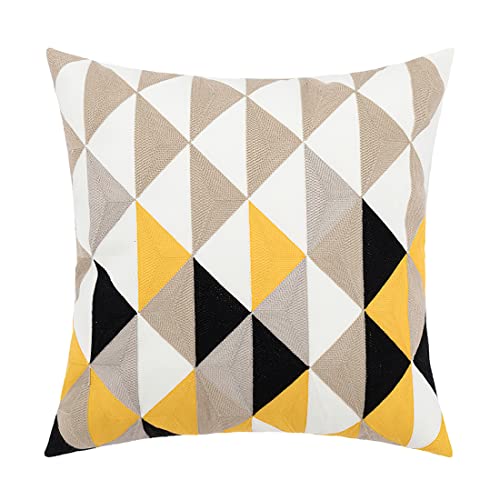 vctops Embroidery Cotton Decorative Throw Pillow Cover Boho Geometric Pattern Cushion Cover for Couch Sofa Bed (Geometric B,18"x18") - color: Geometric B, size: 18" x 18" (Pack of 1)