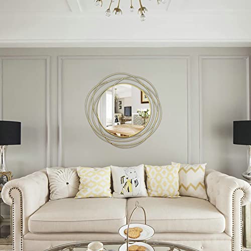 ironsmithn Round Mirror, Gold Metal Frame Mirror with Orbital Design, Rounded Hanging Mirrors Decorative, Circle Wall Mirrors for Bathroom Vanity, Living Room or Bedroom, 26.8" x26.8" - color: Gold, size: 26.8"L x 26.8"W