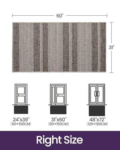 DEXI Dirt Trapper Door Mat, 31x60 Washable Doormat, Dirt Resistant and Absorbent, Easy Clean Low-Profile Floor Rugs for Entryway, Front Door, and Inside Entrance, Striped Brown - color: Striped Brown, size: 2'7" X 5' (Rectangular)