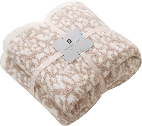 MH MYLUNE HOME Ultra Soft Leopard Throw Blanket (50x60 inches) Khaki Microfiber Blankets Plush Warm Reversible Cheetah Blanket Leopard Pattern Throw for Couch Bed Sofa, Khaki, 50"x60", 410GSM - color: Leopard Khaki, size: 50"x60" - 410 GSM