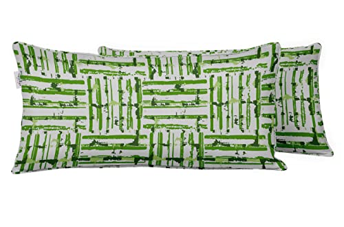 Indoor/Outdoor Polyester Fabric Lumbar Pillow Cover, All-Weather Waterproof Rectangular Cushion Case for Patio Furniture, 12 x 18 Set of 2 - Abstracts-18 - color: Pear Green, size: 18" x 12" (Pack of 2)