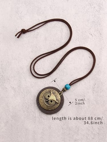 Leather Necklace for Women Long Boho Pendant Hippie Choker Necklace Bohemian Layered Leather Rope Wooden Jewelry Gifts - style: Chunky Pendant Necklace