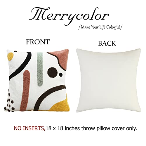Merrycolor Colorful Boho Throw Pillow Covers 18x18 inch Tufted Modern Abstract Line Art Cute Pillows for Bedroom Aesthetic Embroidered Decorative Pillow Cases for Couch Sofa Bedroom Living Room,1PC - color: Abstract Lines, size: 18" x 18" (Pack of 1)
