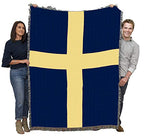 Pure Country Weavers Sweden Flag Blanket - Gift Tapestry Throw - Woven from Cotton - Made in the USA (72x54) - color: Sweden, size: 72" x 54"