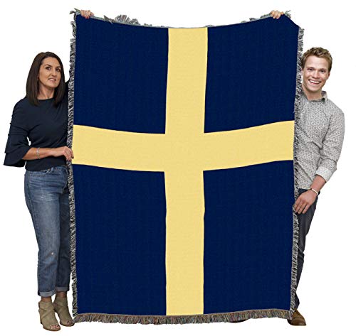 Pure Country Weavers Sweden Flag Blanket - Gift Tapestry Throw - Woven from Cotton - Made in the USA (72x54) - color: Sweden, size: 72" x 54"