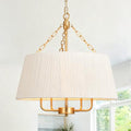 19.7'' Hand-Woven Rattan Chandelier, 5 Light Gold Boho Chandeliers for Dining Room, Adjustable Large Farmhouse Coastal Light Fixtures for Kitchen, Living Room, Foyer, E12 - color: 5-light Gold
