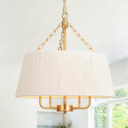 19.7'' Hand-Woven Rattan Chandelier, 5 Light Gold Boho Chandeliers for Dining Room, Adjustable Large Farmhouse Coastal Light Fixtures for Kitchen, Living Room, Foyer, E12 - color: 5-light Gold