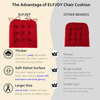 ELFJOY 4 Pack Chair Cushions for Dining Chairs Chair Pads Cushion for Kitchen Office Tufted Square Seat Cushion with Ties (U Shape Red) - color: U Shape Red