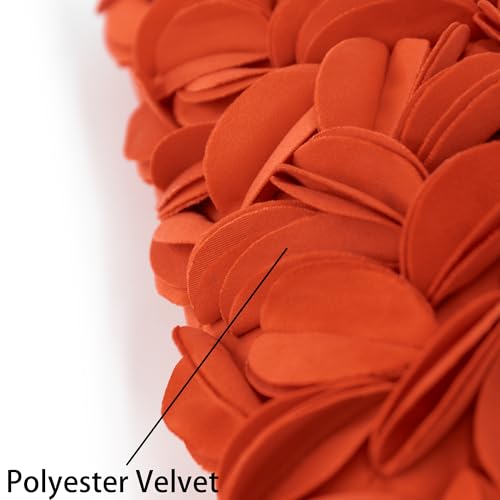 KINGROSE Handmade 3D Floral Decorative Throw Pillow Case Solid Flower Cushion Covers Decorative Pillow Cover for Bed Living Room Sofa Couch Home 12 x 20 Inches Velvet Dark Orange - color: Dark Orange