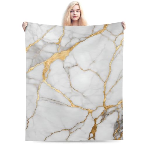 Marble Print Throw Blanket for Couch Chair Sofa Bed, Flannel Soft White Golden Abstract Modern Elegant Luxury Seasonal Warm Cozy Farmhouse Blanket for Bedroom Living Room Car All Season 30"x 40" - color: Marble03, size: 30X40 inch