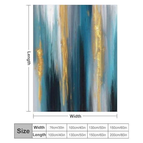 Fashion Gradient Blanket, Modern Abstract Art Gold Lake Blue Painting Strokes Pattern Soft Warm Cozy Plush Flannel Covers for Livingroom Bedroom Couch Chair Camping Travel Home Decor Tapestry 30x40in - color: Abstract-15, size: 30W" x 40L"