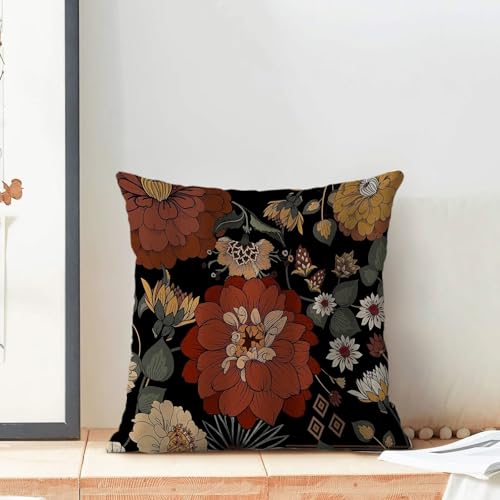 Floral Botanical Pillow Covers 20x20 Inch Set of 2, Abstract Mid Century Morden Outdoor Decorative Retro Bohemian Flower Throw Pillows Tropical Leaves Couch Cushion Case for Chair Sofa Bedroom - color: Vc2, size: 20" x 20" (Pack of 2)