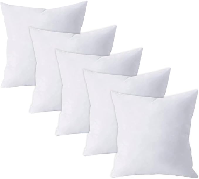 Throw Pillow Inserts (Set of 5, White), 18x18 Inches - Premium Cushion Fillers for Sofa, Bed, and Home Décor (18x18 Inch (Pack of 5))