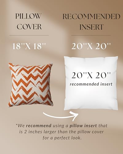 Woven Jacquard Throw Pillow Cover, Pack of 1 Geometric Pattern Textured Decorative Cushion Covers for Sofas, Couches, Fade Resistant Pillow for Sofa & Couch, Havana, Orange-White 18x18 Inch - color: Orange & White